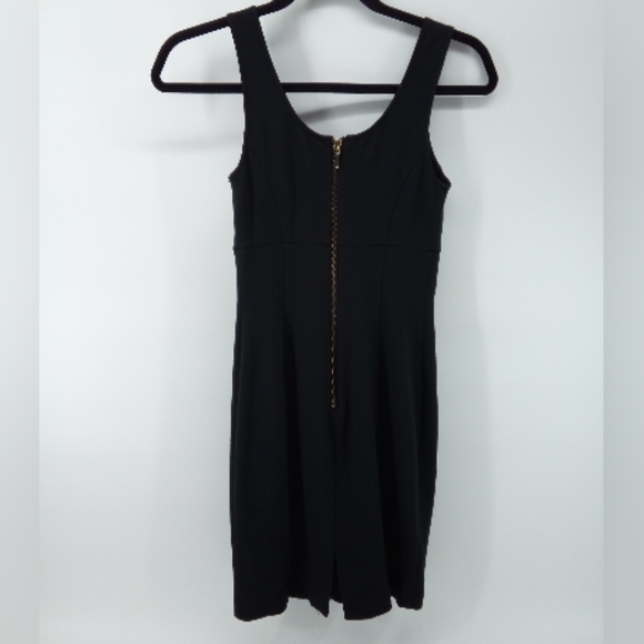 Express Little Black Dress Scoop Neck Mini Gold Zipper Vent XS - Picture 3 of 11